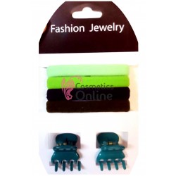 Elastice pentru codite cu clema de prins parul Cod EL010JJ, set 6 bucati
